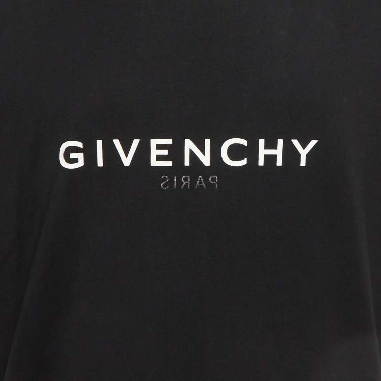 Pre Owned Givenchy Black Reversed Logo Graphic Oversized Jersey T-Shirt M