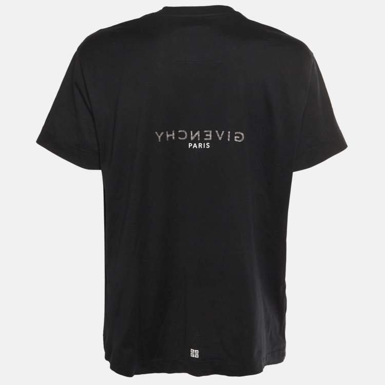 Pre Owned Givenchy Black Reversed Logo Graphic Oversized Jersey T-Shirt M