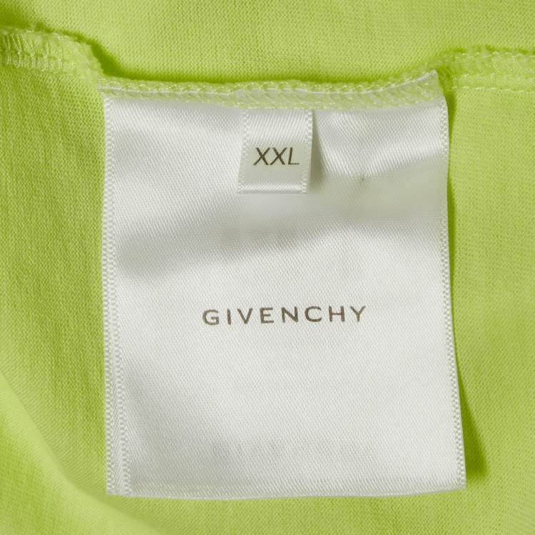 Pre Owned Givenchy Bright Green Logo Print Cotton Crewneck T-Shirt XXL