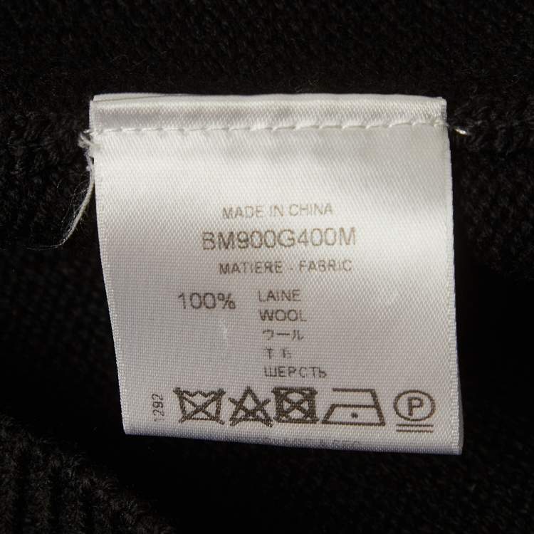 مملوكة مسبقًا Givenchy Black Striped Logo Intarsia Wool Knit Sweater M