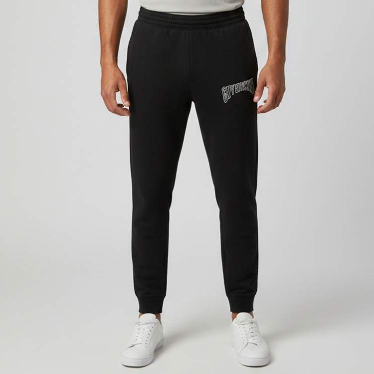 Givenchy Black Faded Logo Embroidered Cotton Knit Joggers Size M