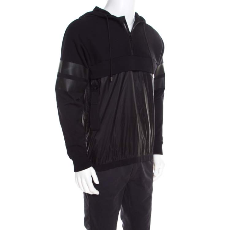 Pre Owned Givenchy Black Knit Layered Hooded Sweatshirt M