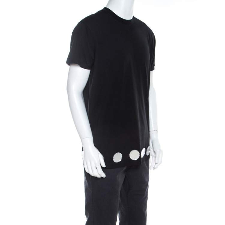 Pre Owned Givenchy Black Cotton Jersey Knit Circular Mirror Embellished Columbian Fit T-Shirt XXS
