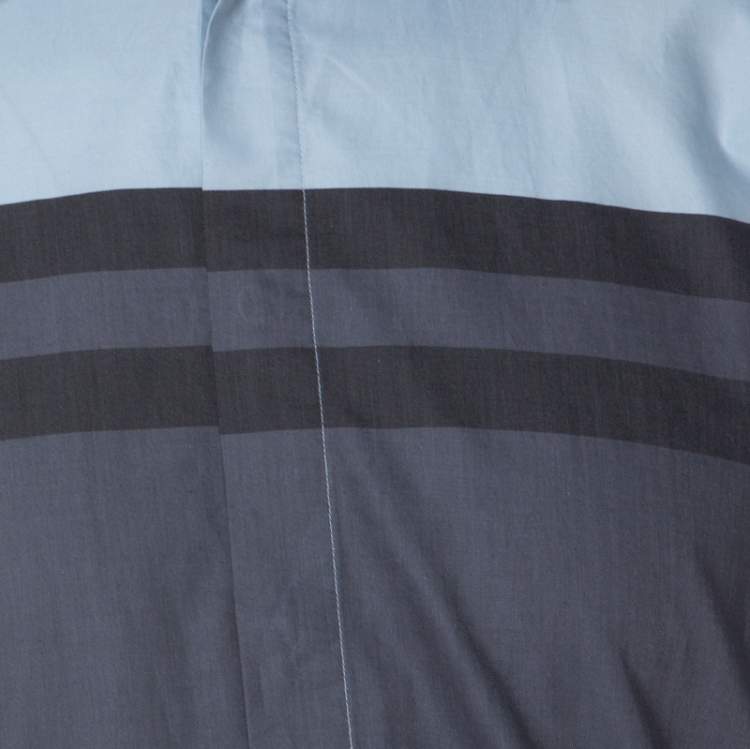 Pre Owned Givenchy Multicolor Striped Cotton Knit Patch Sleeve Detail Shirt L 