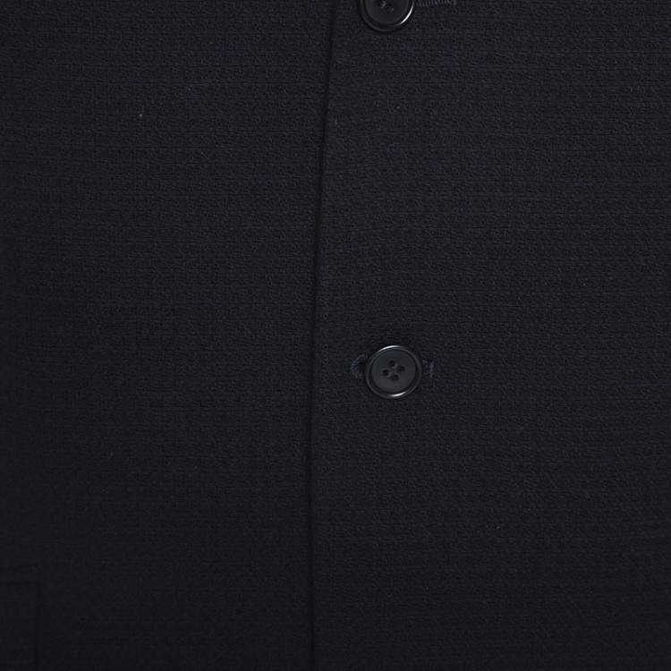 Pre Owned Givenchy Navy Blue Waffle Knit Three Button Blazer L