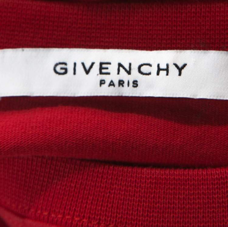 مملوكة مسبقًا Givenchy Red Cotton Drawstring Hem Detail Short Sleeve T-Shirt S