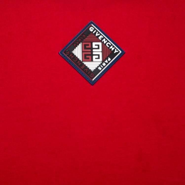 مملوكة مسبقًا Givenchy Red Cotton Drawstring Hem Detail Short Sleeve T-Shirt S