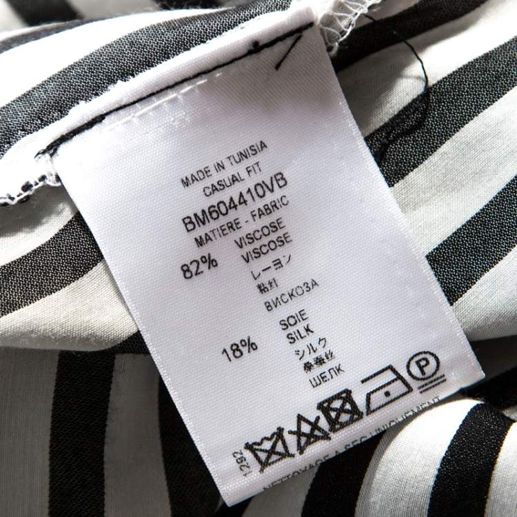Pre Owned Givenchy Monochrome Striped Print Silk Blend Button Front Shirt M