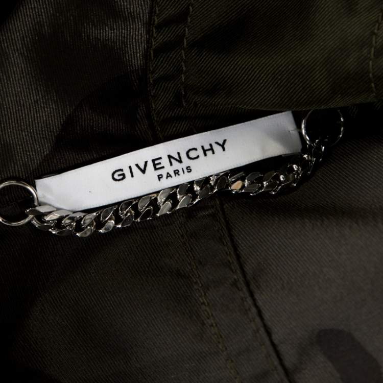 Pre Owned Givenchy Green Camouflage Print Technical Fabric Hooded Parka M