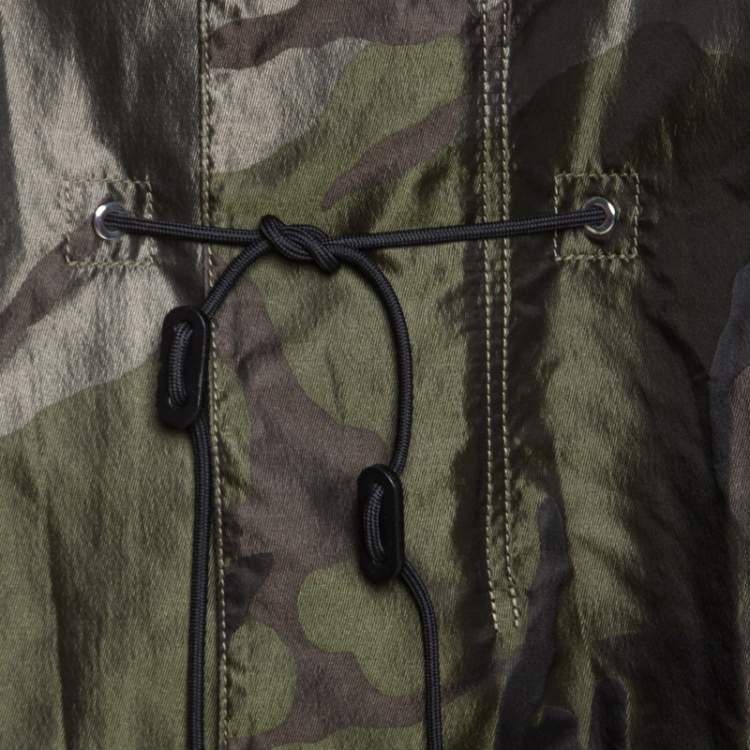 Pre Owned Givenchy Green Camouflage Print Technical Fabric Hooded Parka M