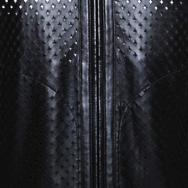 Pre Owned Givenchy Black Laser Cut Leather Hooded Jacket XS