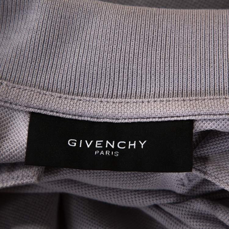Pre Owned Givenchy Grey Cotton Pique Logo Embossed Polo T-Shirt L