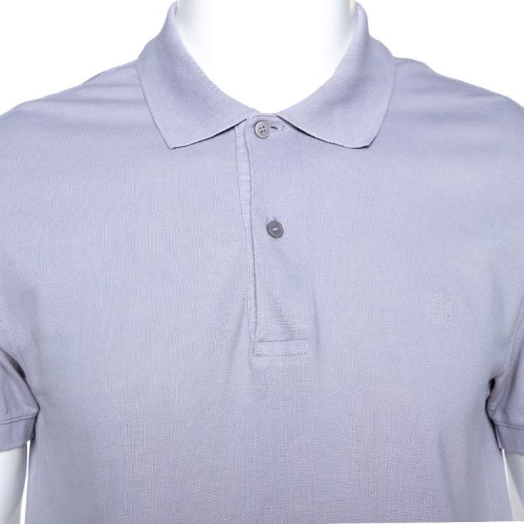 Pre Owned Givenchy Grey Cotton Pique Logo Embossed Polo T-Shirt L