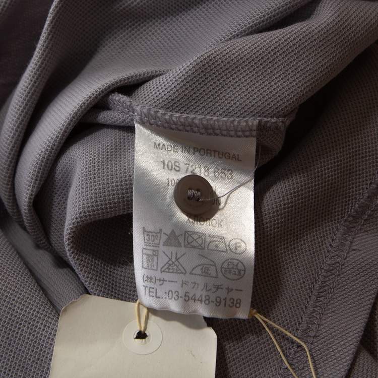 Pre Owned Givenchy Grey Cotton Pique Logo Embossed Polo T-Shirt L