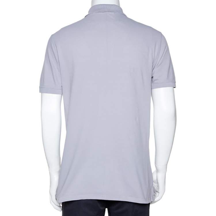 Pre Owned Givenchy Grey Cotton Pique Logo Embossed Polo T-Shirt L