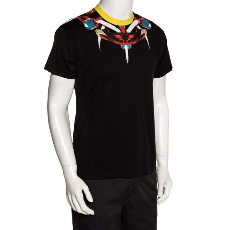 مملوكة مسبقًا Givenchy Black Graphic Print Cotton Contrast Collar T-Shirt M