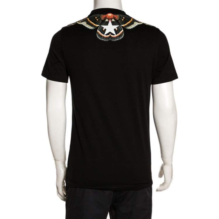 Pre Owned Givenchy Black Butterfly Print Cotton Crew Neck T-Shirt S