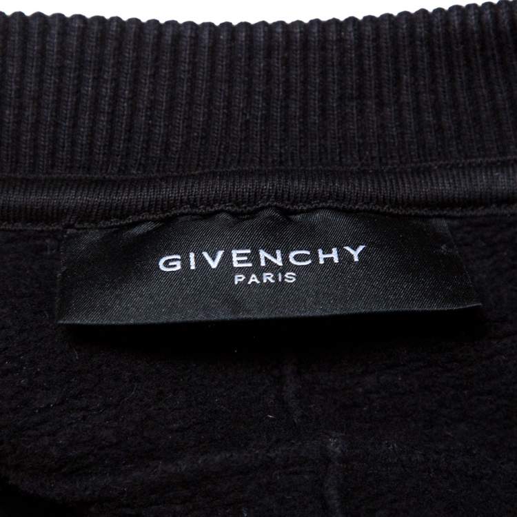 Pre Owned Givenchy Black Tribal Motif Cotton Crew Neck Sweatshirt XS