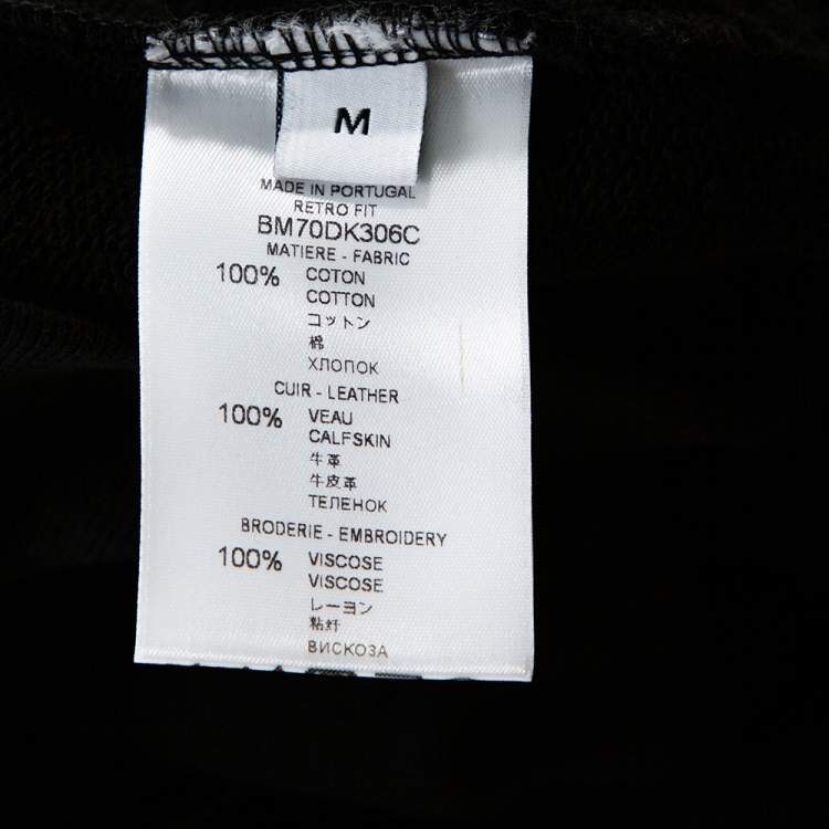 مملوكة مسبقًا Givenchy Black Logo Embroidered Cotton Leather Patch Sweatshirt M