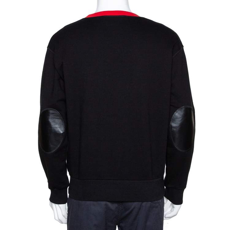 مملوكة مسبقًا Givenchy Black Logo Embroidered Cotton Leather Patch Sweatshirt M