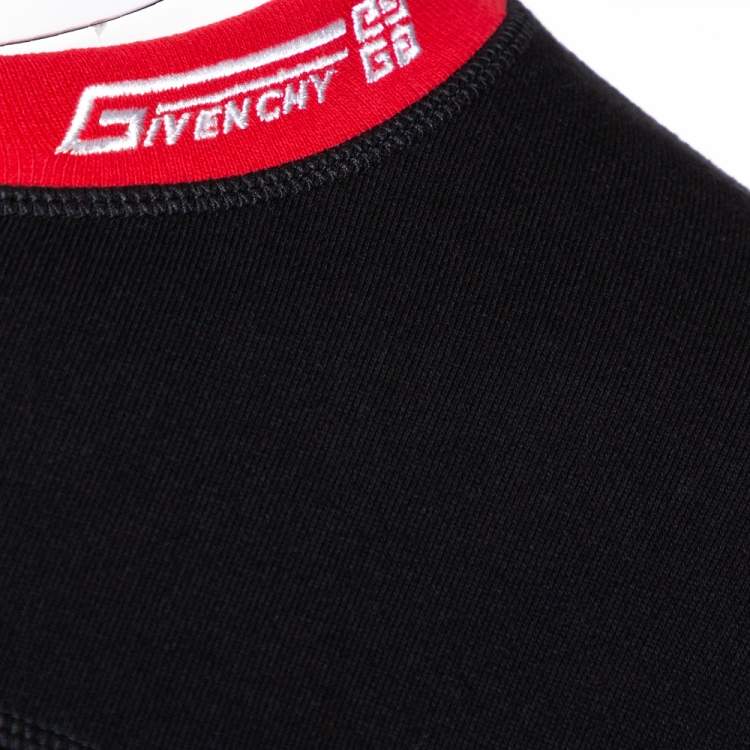 مملوكة مسبقًا Givenchy Black Logo Embroidered Cotton Leather Patch Sweatshirt M