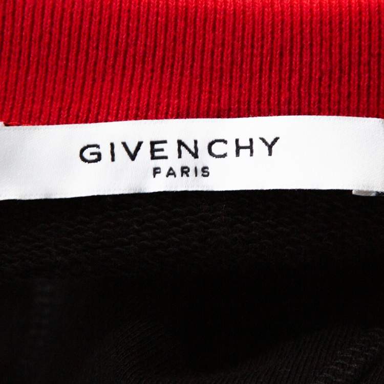 مملوكة مسبقًا Givenchy Black Logo Embroidered Cotton Leather Patch Sweatshirt M