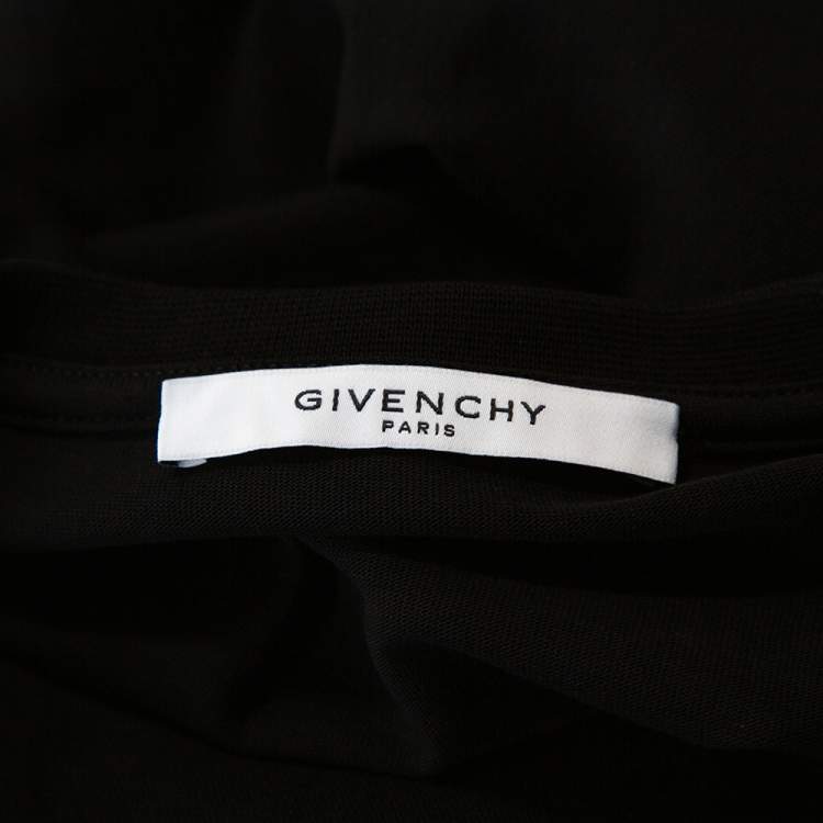 Pre Owned Givenchy Black Cotton Logo Tape Sleeve Detail Crew Neck T Shirt L 