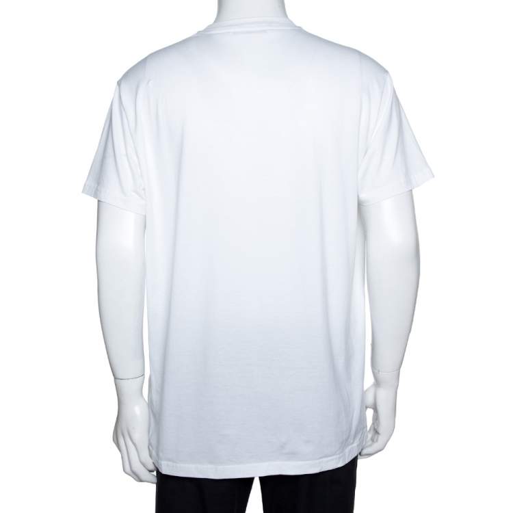 مملوكة مسبقًا Givenchy White Logo Print Cotton Paris Vintage Oversized T-Shirt S