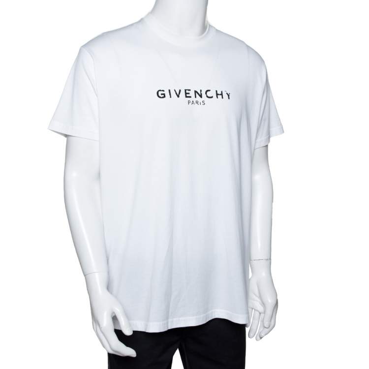 Givenchy White Logo Print Cotton Paris Vintage Oversized T-Shirt S Givenchy  | TLC