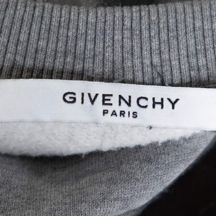 Pre Owned Givenchy Grey Knit Rottweiler Print Cuban Fit Crew Neck Jumper S