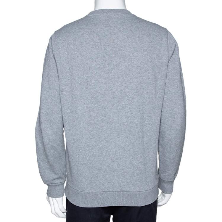 Pre Owned Givenchy Grey Knit Rottweiler Print Cuban Fit Crew Neck Jumper S