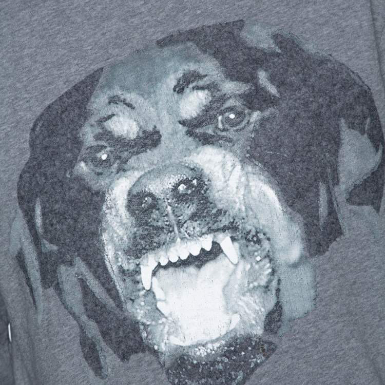 Pre Owned Givenchy Grey Knit Rottweiler Print Cuban Fit Crew Neck Jumper S