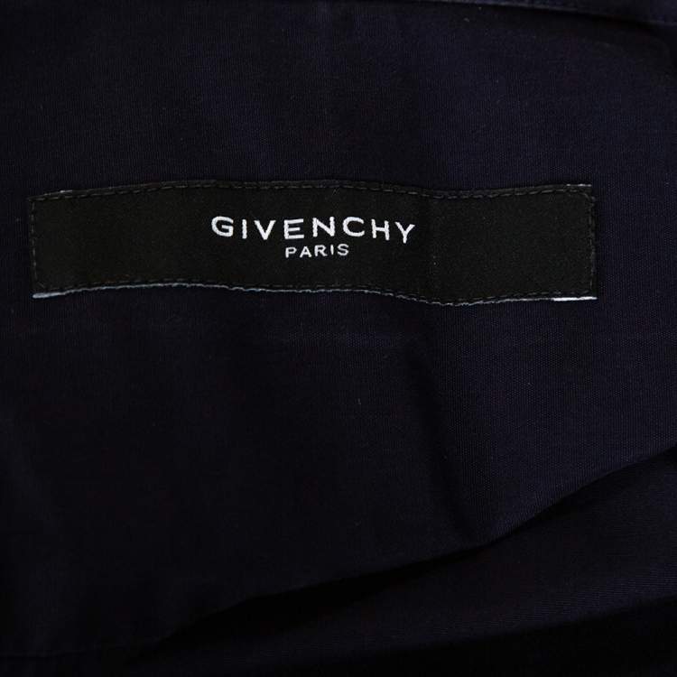 Pre Owned Givenchy Navy Blue Cotton Zipper Cuff Detail Long Sleeve Shirt M