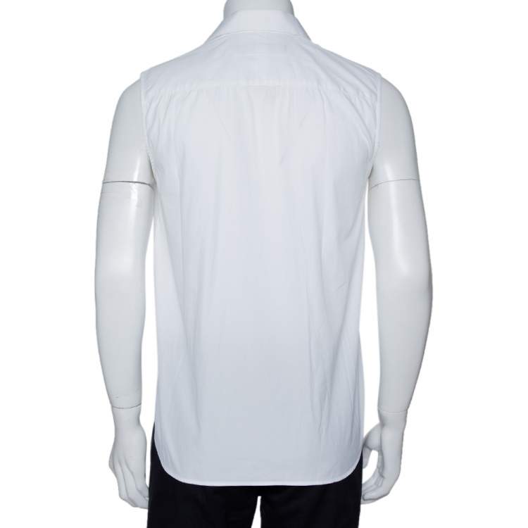 Pre Owned Givenchy White Cotton Button Front Sleeveless Shirt S