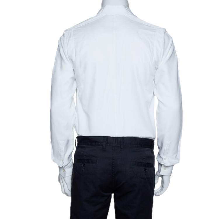 Pre Owned Givenchy White Cotton Patched Long Sleeve Shirt S