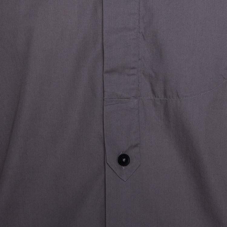 Pre Owned Givenchy Taupe Cotton Long Sleeve Mandarin Collar Shirt L