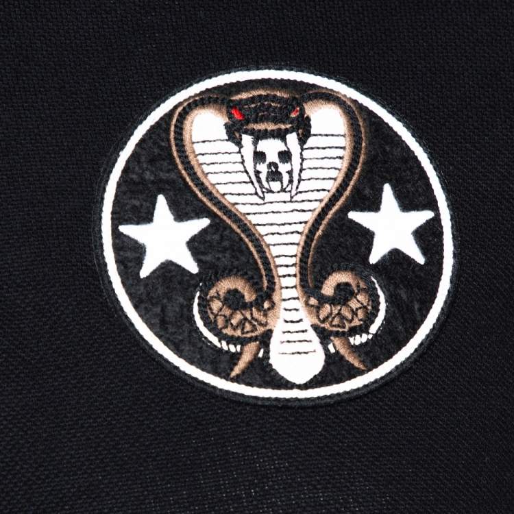 Pre Owned Givenchy Black Cotton Pique Cobra Patch Cuban Fit Polo T Shirt S