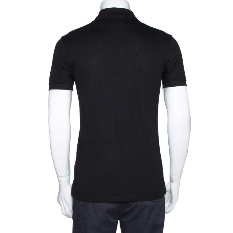 Pre Owned Givenchy Black Cotton Pique Cobra Patch Cuban Fit Polo T Shirt S
