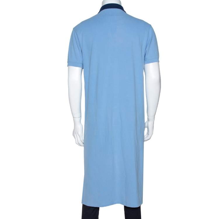 Pre Owned Givenchy Lilac Blue Cotton Pique Mid Length Polo T Shirt S