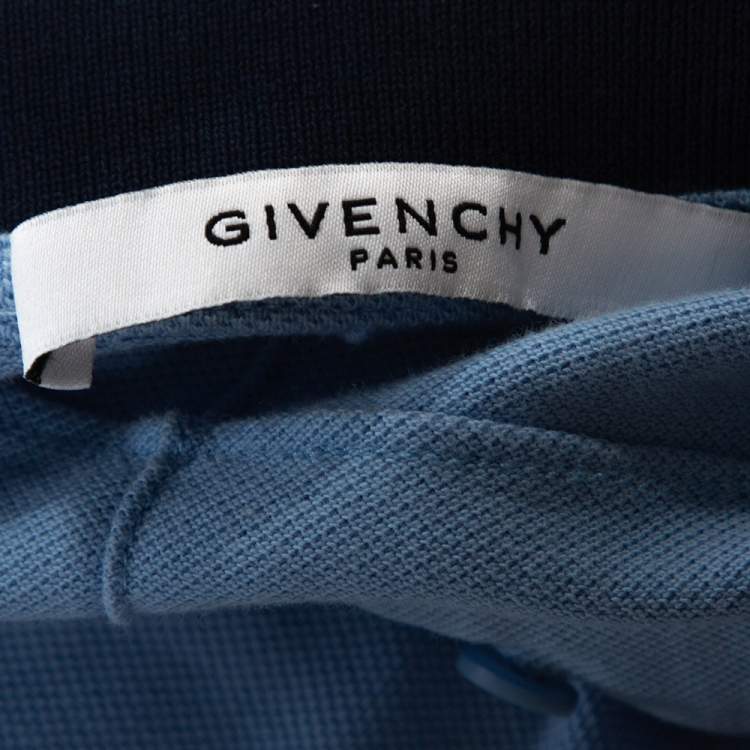 Pre Owned Givenchy Lilac Blue Cotton Pique Mid Length Polo T Shirt S