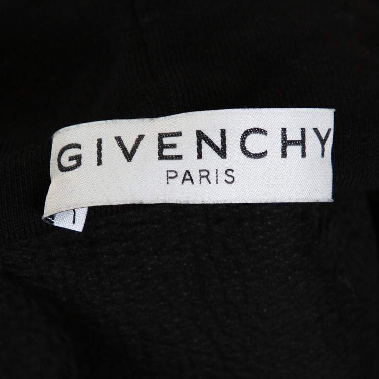 Pre Owned Givenchy Black Cotton Knit Distressed Logo Regular Fit Hoodie M