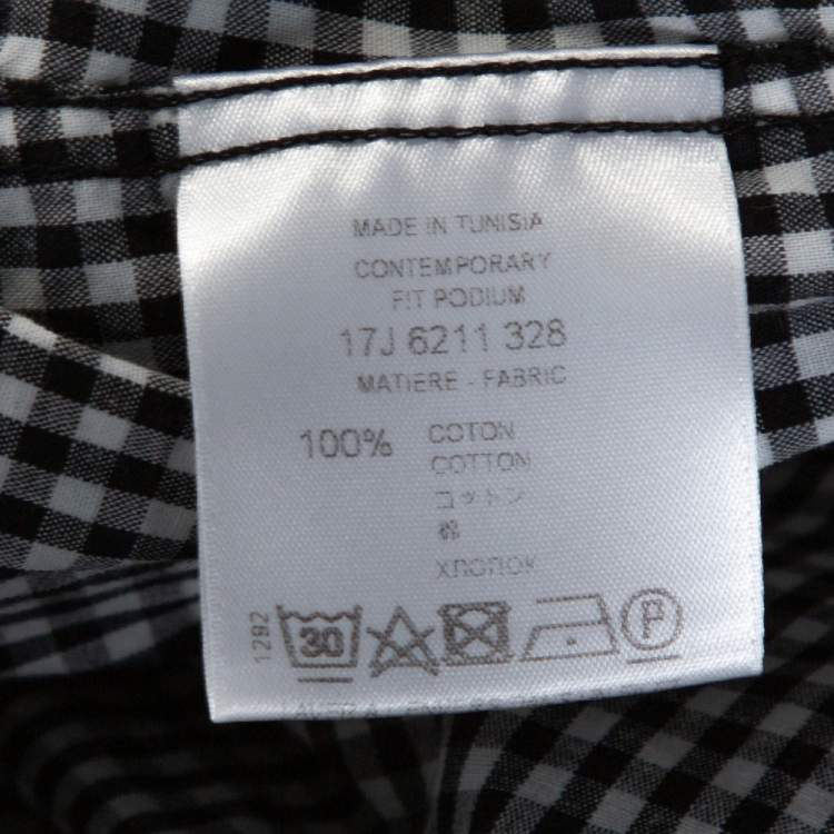 مملوكة مسبقًا Givenchy Monochrome Gingham Check Cotton Zip Detail Shirt S