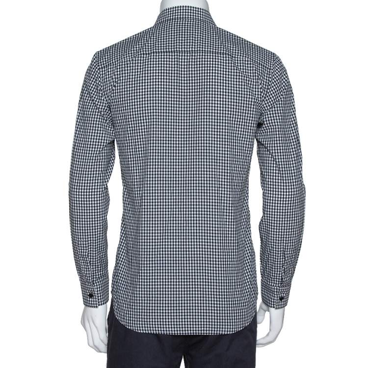 مملوكة مسبقًا Givenchy Monochrome Gingham Check Cotton Zip Detail Shirt S