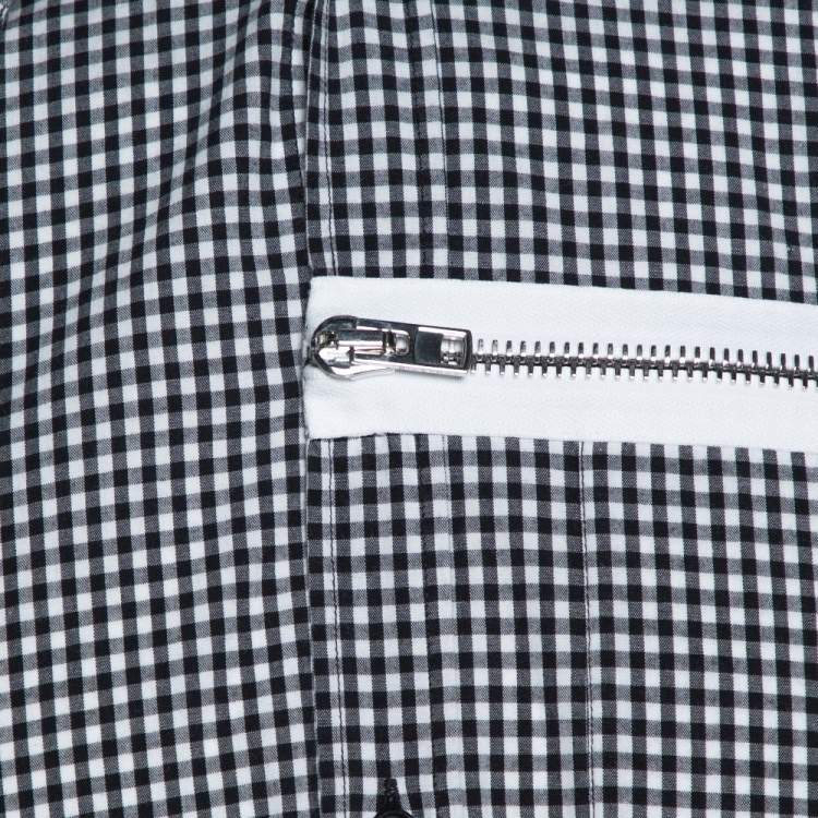 مملوكة مسبقًا Givenchy Monochrome Gingham Check Cotton Zip Detail Shirt S