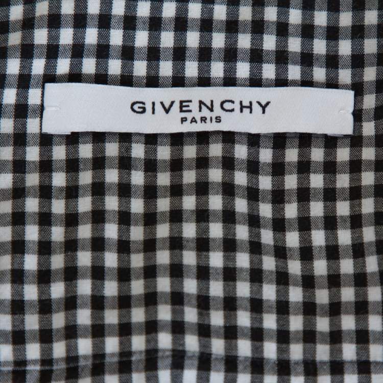 مملوكة مسبقًا Givenchy Monochrome Gingham Check Cotton Zip Detail Shirt S