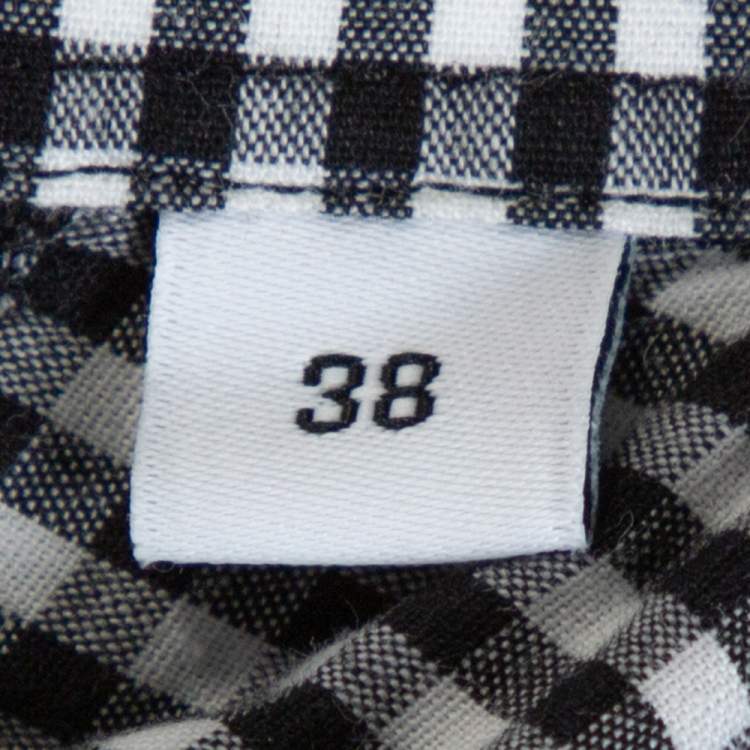 مملوكة مسبقًا Givenchy Monochrome Gingham Check Cotton Zip Detail Shirt S
