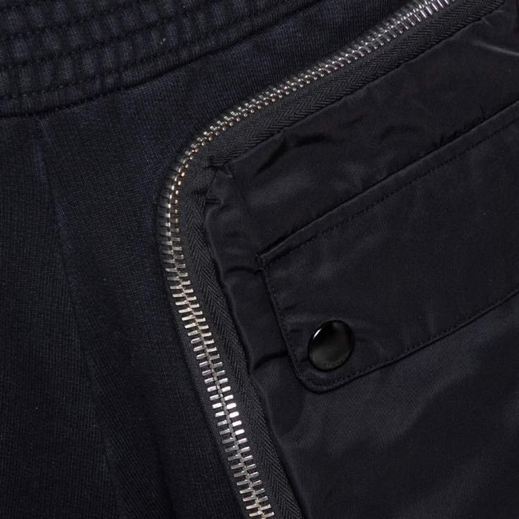 Pre Owned Givenchy Black Cotton Rib Knit Bomber Zip Shorts XS