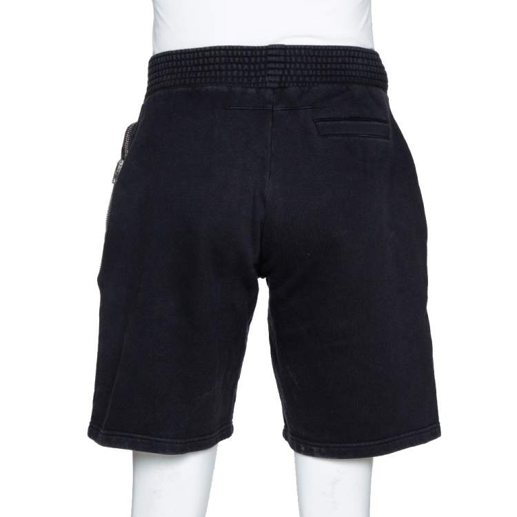 Pre Owned Givenchy Black Cotton Rib Knit Bomber Zip Shorts XS