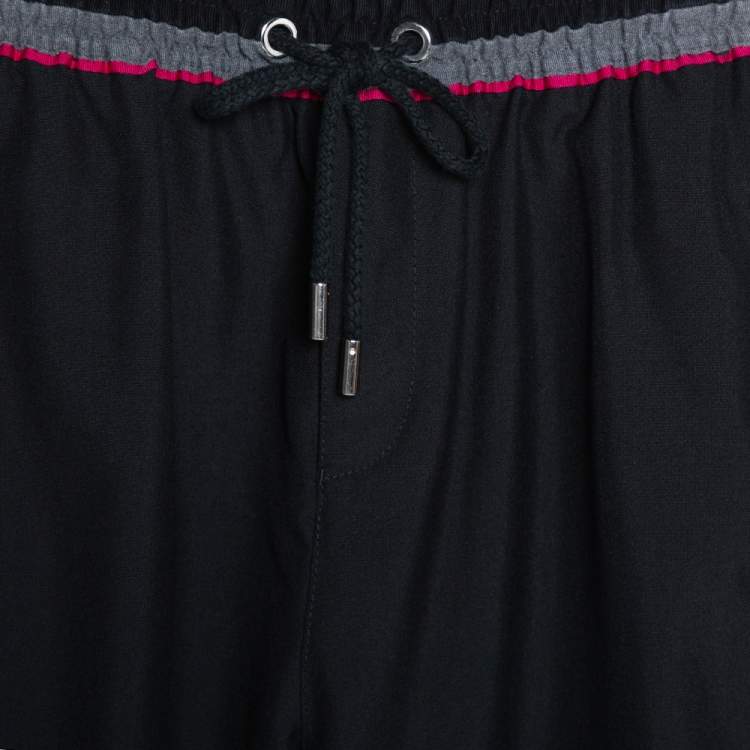 Pre Owned Givenchy Black Wool Blend Contrast Grosgrain Waistband Joggers XXS