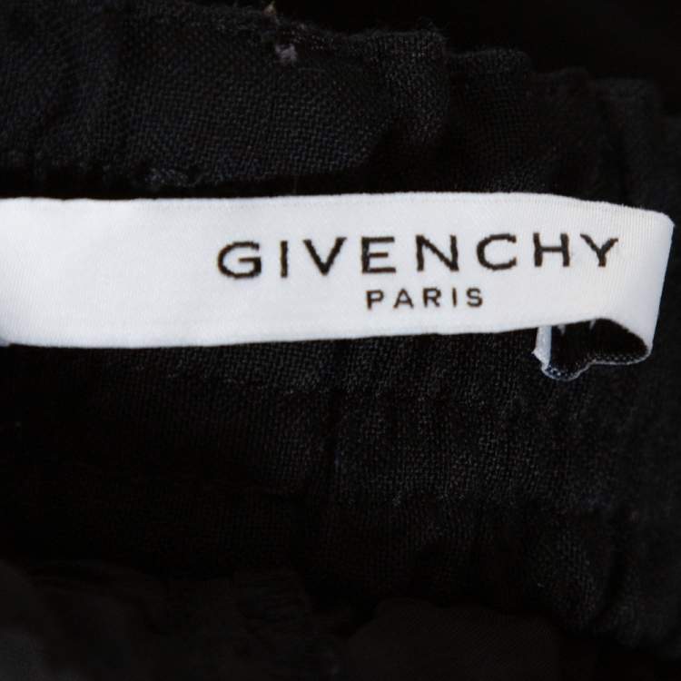 Pre Owned Givenchy Black Wool Blend Contrast Grosgrain Waistband Joggers XXS